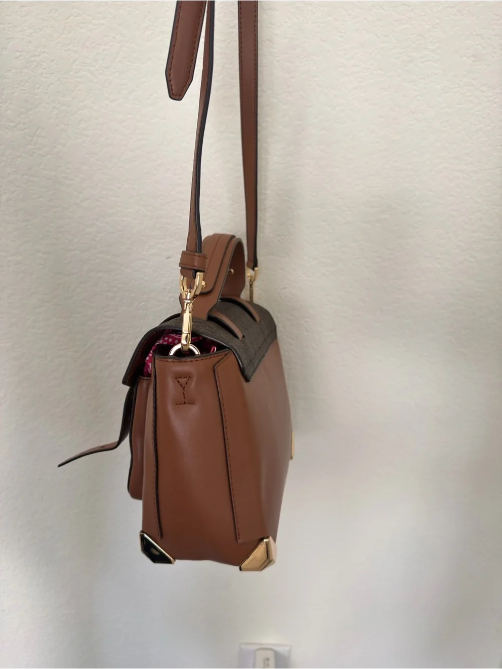 Michael Kors Brown MK Logo Satchel with Gold Hardware